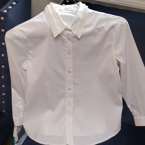 White cotton Prada shirt with embellished collar